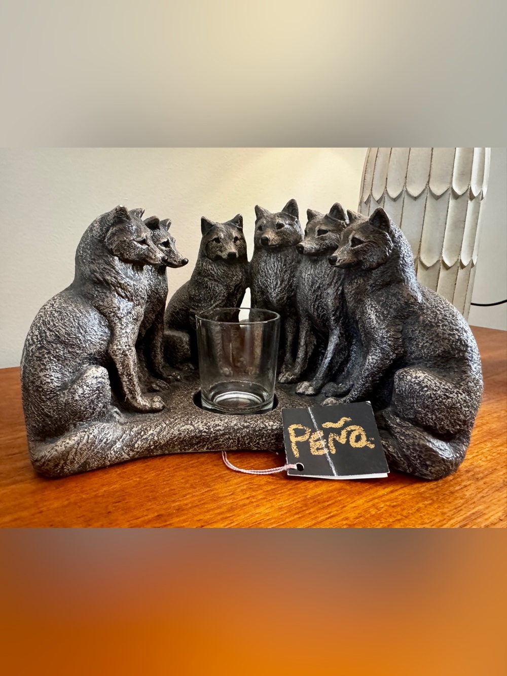 Windstone Editions Peña Wolf Council Candle Holder | Complete w/ Tags